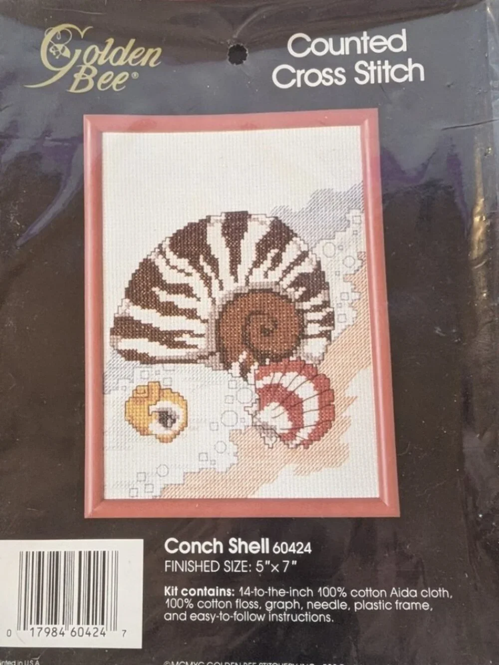 Golden Bee Vintage Conch Shell Counted Cross Stitch Kit 5x7 BNIP - 1074